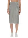 Maison Kitsuné Fox-motif Ribbed Midi Skirt In Grey