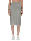Maison Kitsuné Fox-motif Ribbed Midi Skirt In Grey