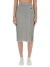Maison Kitsuné Fox-motif Ribbed Midi Skirt In Grey