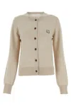 Maison Kitsuné Bold Fox Head Patch Regular Cardigan In Lightbeigemelange