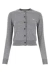 Maison Kitsuné Cropped Wool Cardigan With Ribbed Cuffs And Hem In Mediumgreymelange