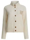 Maison Kitsuné Fox Head Intarsia Merino High Neck Cardigan Knitwear Beige In Neutral