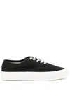 Maison Kitsuné Black Canvas Laced Sneakers In Black