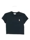 Maison Kitsuné Lady Fox Baby Embroidered Cotton Cropped Top In Blue