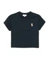 Maison Kitsuné Lady Fox Baby Embroidered Cotton Cropped Top In Blue