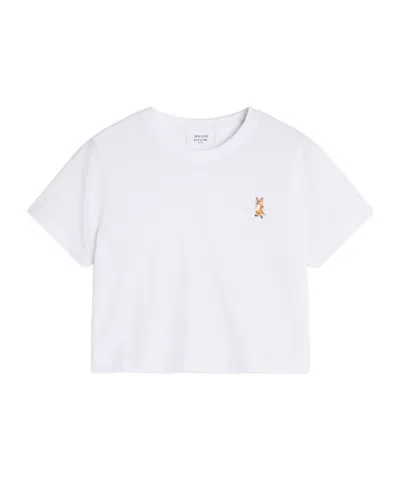 Maison Kitsuné Lady Fox Baby Embroidered Cotton Top In White