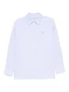 Maison Kitsuné Cotton Shirt With Long Sleeves And Structured Collar In Blue