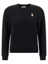 Maison Kitsuné Lady Fox Cotton Crewneck Sweatshirt In Black
