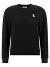 Maison Kitsuné Lady Fox Cotton Crewneck Sweatshirt In Black