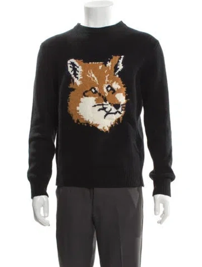Pre-owned Maison Kitsuné Lambswool Graphic Print Pullover In Gray
