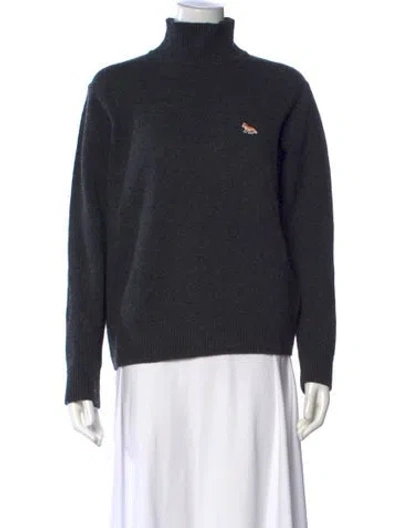 Pre-owned Maison Kitsuné Lambswool Turtleneck Sweater In Blue