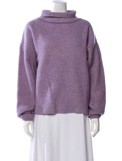 Pre-owned Maison Kitsuné Lambswool Turtleneck Sweater In Purple