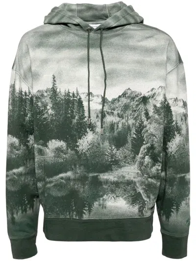 Maison Kitsuné Landscape Hoodie In Green