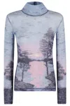Maison Kitsuné Maison Kitsune Printed Nylon Top In Grey Blue