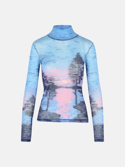 Maison Kitsuné 'landscape' Polyamide Turtleneck Sweater In Multi