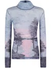 Maison Kitsuné Maison Kitsune Printed Nylon Top In 灰色