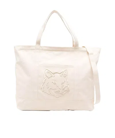 Maison Kitsuné Large Double-handle Shoulder Bag In Neutral