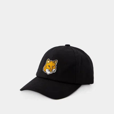 MAISON KITSUNÉ LARGE FOX HEAD 6P CAP - MAISON KITSUNE - COTTON - BLACK