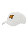 Maison Kitsuné White Baseball Cap With Logo Embroidery On The Front And Logo Lettering On The Rear In White