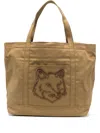 Maison Kitsuné Brown Fox Head Large Tote In Brown