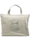 Maison Kitsuné Large Fox Head Tote Bag In Green