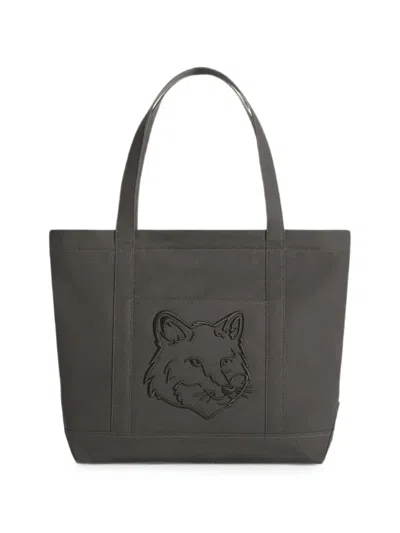 Maison Kitsuné Large Fox Head Tote Bag In Purple