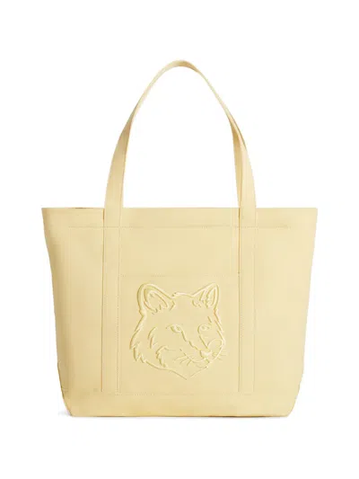 Maison Kitsuné Large Fox Head Tote Bag In Yellow