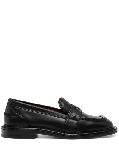 Maison Kitsuné Black Leather Loafers