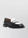 Maison Kitsuné Leather Loafers Contrasting Panels In Black