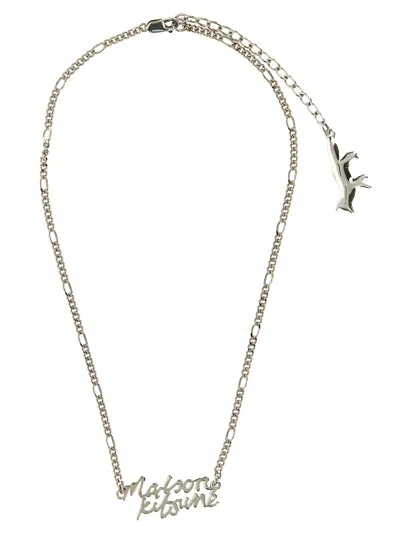 Maison Kitsuné Lettering Necklace In Silver
