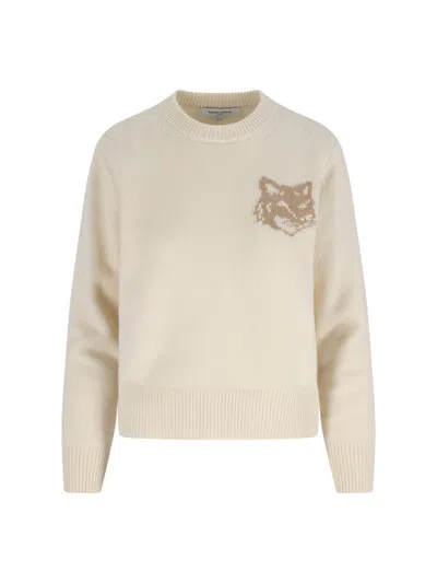 Maison Kitsuné Maison Kitsune Light & Natural 100% Wool Sweater For Women In White