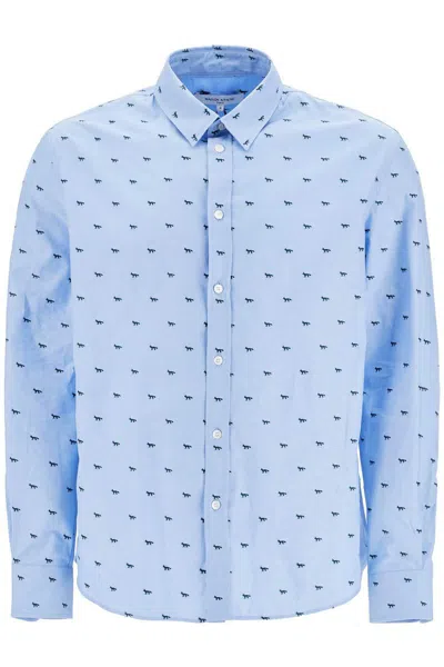 Maison Kitsuné Light Blue Casual Cotton Shirt With Print