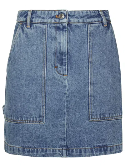 MAISON KITSUNÉ MAISON KITSUNÉ LIGHT BLUE DENIM MINISKIRT