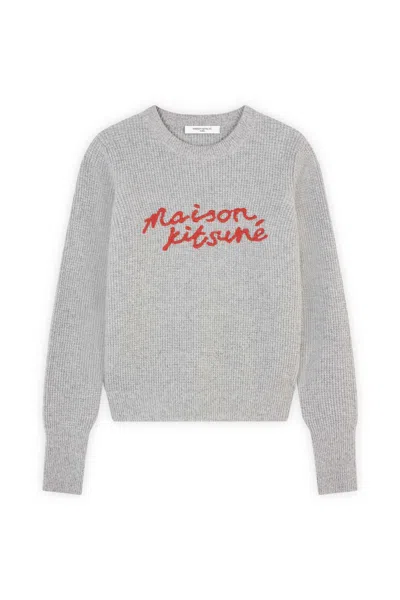Maison Kitsuné Light Grey Melange Wool Jumper