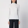 Maison Kitsuné Light Grey Wool And Cotton Turtleneck In Gray