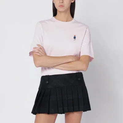 MAISON KITSUNÉ LIGHT PINK T-SHIRT WITH LOGO PATCH