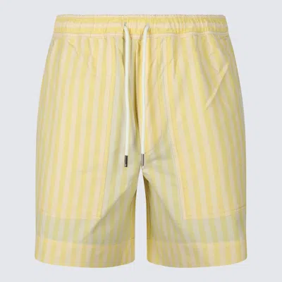 Maison Kitsuné Light Yellow Cotton Shorts In Light Yellow Stripes