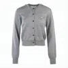 Maison Kitsuné Lightweight Grey Wool Cardigan With Classic Crew Neckline In Gray