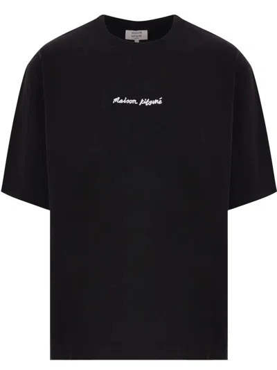 Maison Kitsuné " Line Handwriting" Oversize Tee-shirt Clothing In Black