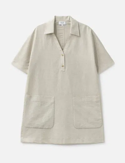 Maison Kitsuné Linen Polo Mini Dress In Neutral