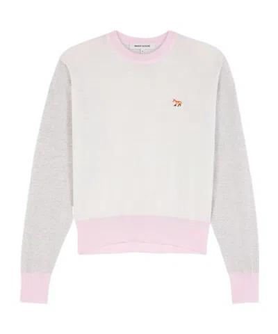 Maison Kitsuné Little Fox Collage Wool Sweater In White