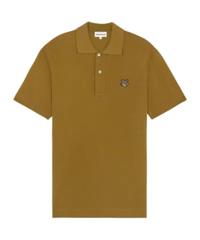 Maison Kitsuné Logo-appliqué Cotton Polo Shirt In Brown