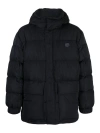 Maison Kitsuné Black Long Down Jacket With High Neck And Fox Head Patch In Nylon Woman In Black