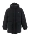 Maison Kitsuné Black Long Down Jacket With High Neck And Fox Head Patch In Nylon Woman In Black
