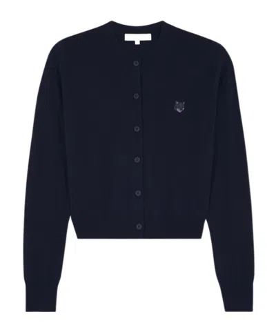MAISON KITSUNÉ MAISON KITSUNÉ FOX HEAD EMBROIDERED KNITTED CARDIGAN