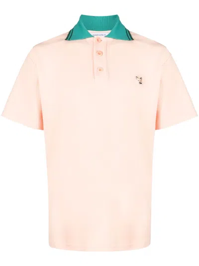 Maison Kitsuné Logo-appliqué Piqué Polo Shirt In Orange