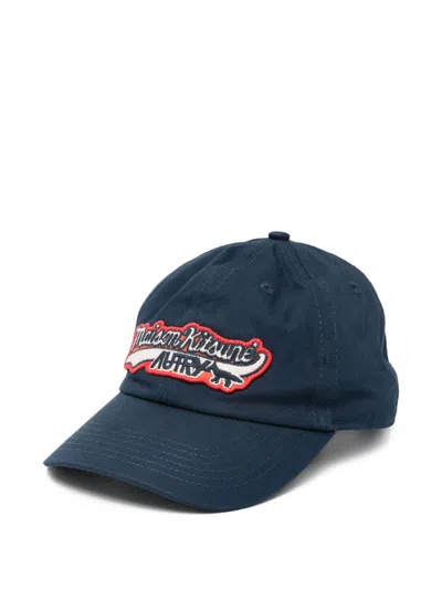 Maison Kitsuné Logo Baseball Cap In Blue
