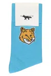 Maison Kitsuné Logo Cotton Blend Socks In Blue