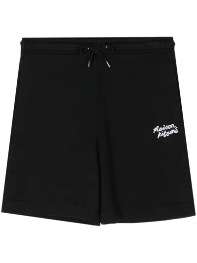 Maison Kitsuné Logo Cotton Shorts In Black