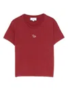 Maison Kitsuné Logo Cotton T-shirt In Burgundy